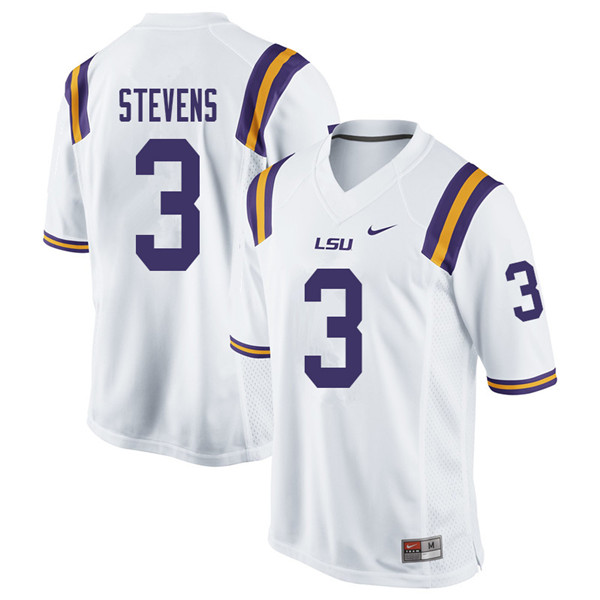 Men #3 JaCoby Stevens LSU Tigers College Football Jerseys Sale-White - Click Image to Close